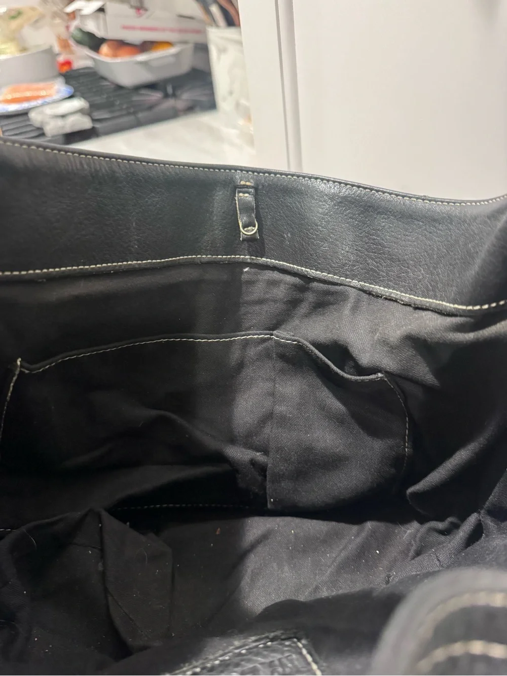 Black Leather Shoulder Bag with Contrast Stitching by Coach